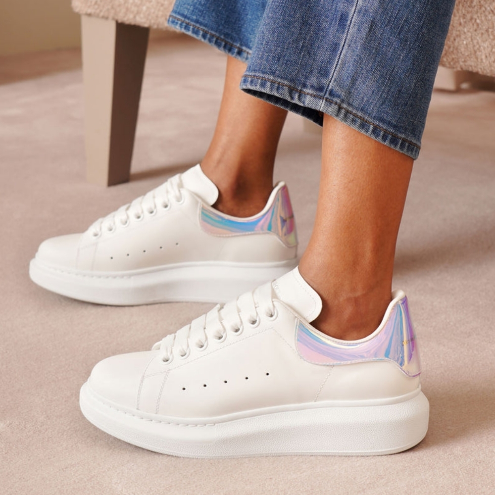 Alexander McQueen White Sneakers with Iridescent Accents